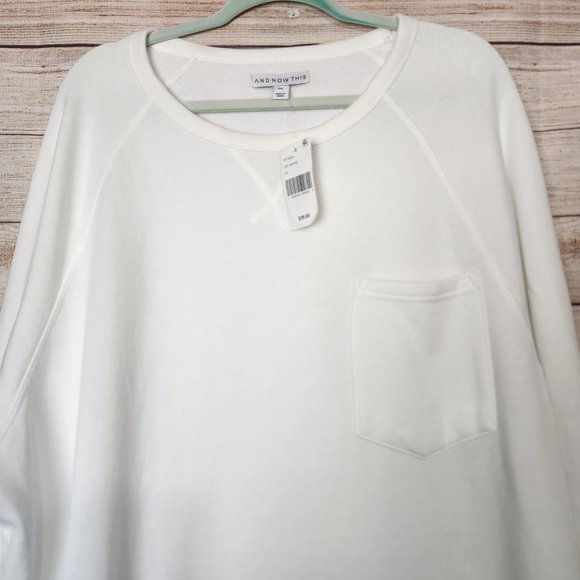 NWT And Now This Men's Size XXL Solid Fleece Off White Sweatshirt Round Neck - Picture 3 of 14